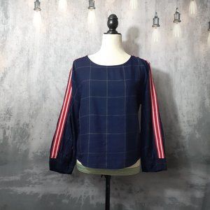 Seven Sister Blue Gray Red Long Sleeve Shirt Sz M
